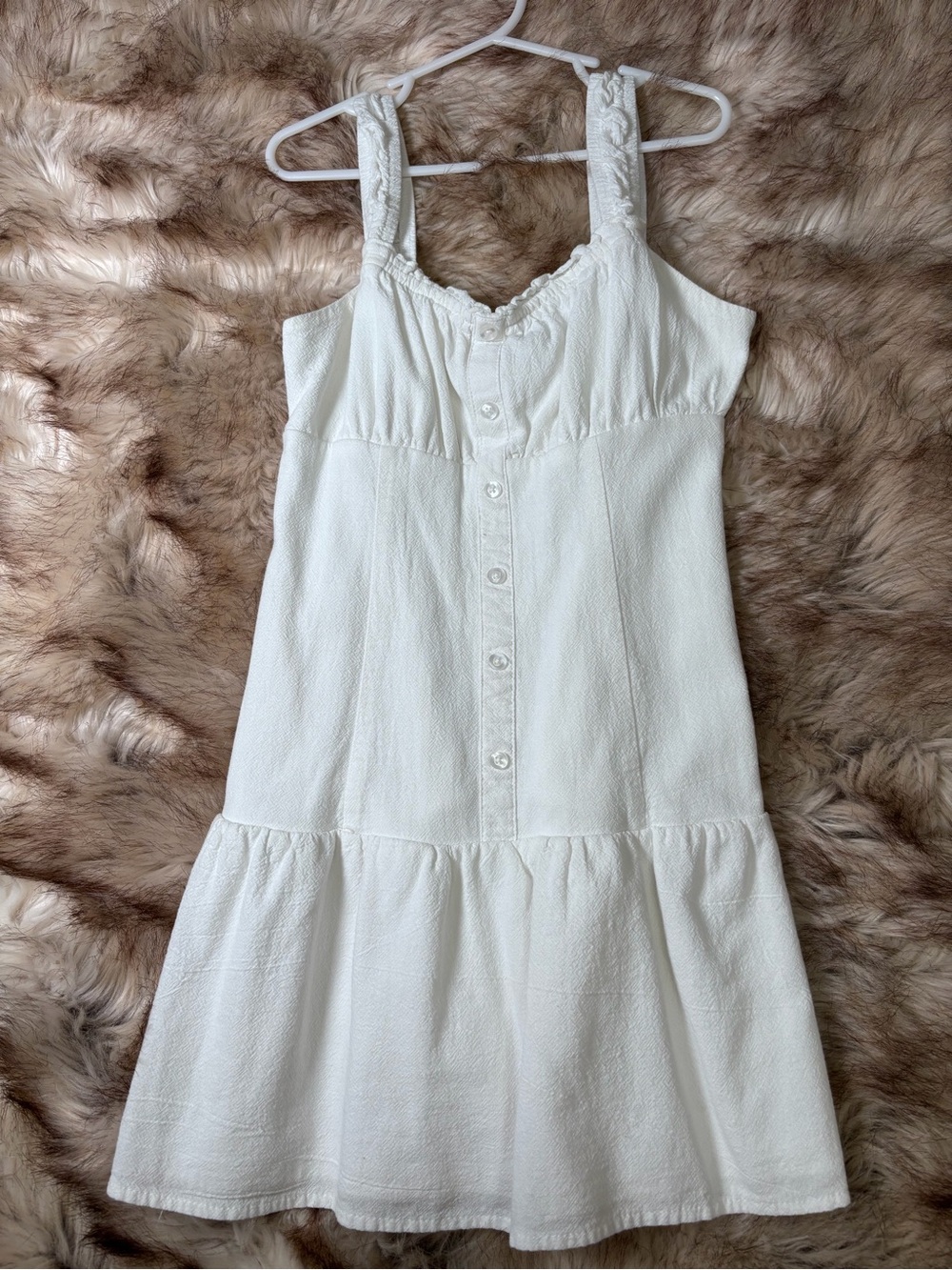 art class White Textured Button-Front Sundress